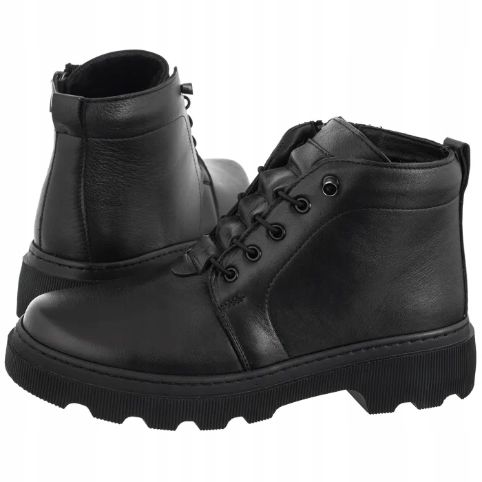 Dámské Kožené Boty Kotníkové Boty Nepeke Elma Black Černé