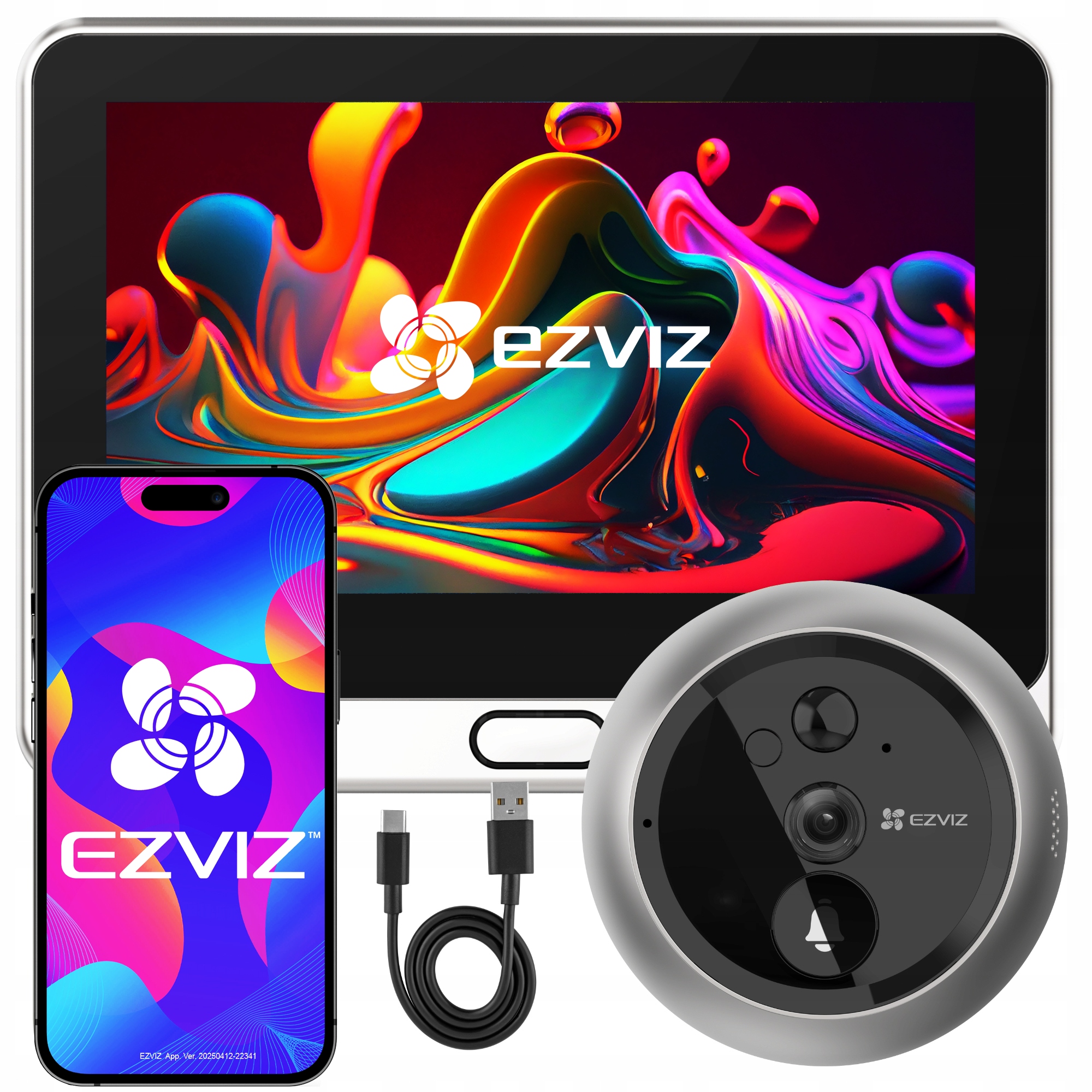 Elektronický WiFi hľadáčik Ezviz DP2 2K Dotykový hľadáčik s kamerou a zvončekom