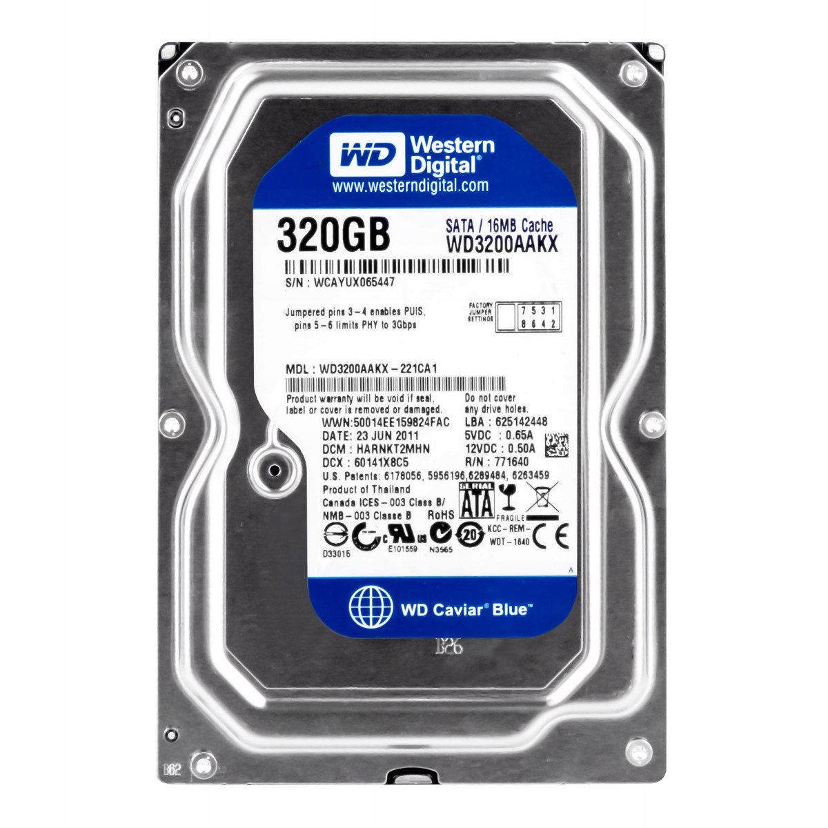 Wd Caviar Blue 320GB 7.2K 16MB Sata III 3.5'' WD3200AAKX