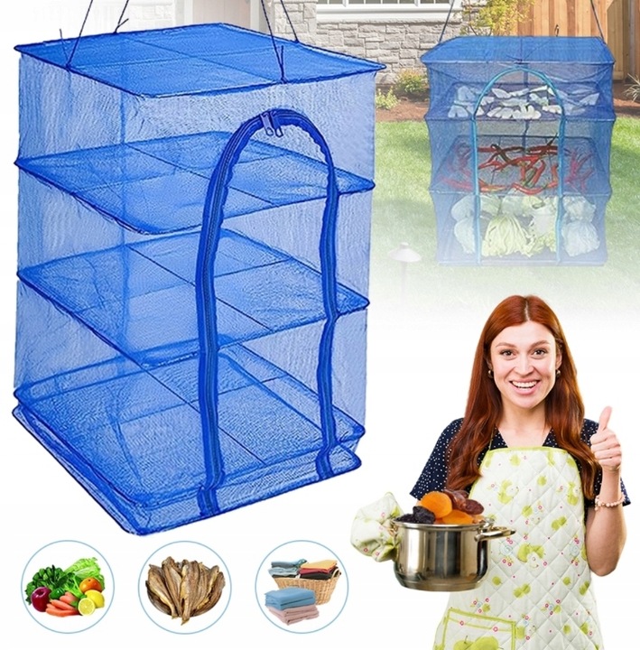 SUSZARKA SIATKA WISZĄCA DO SUSZENIA GRZYBÓW ZIÓŁ RYBY OWOCE 4 WARSTWOWA Kod producenta 6SP0232LA