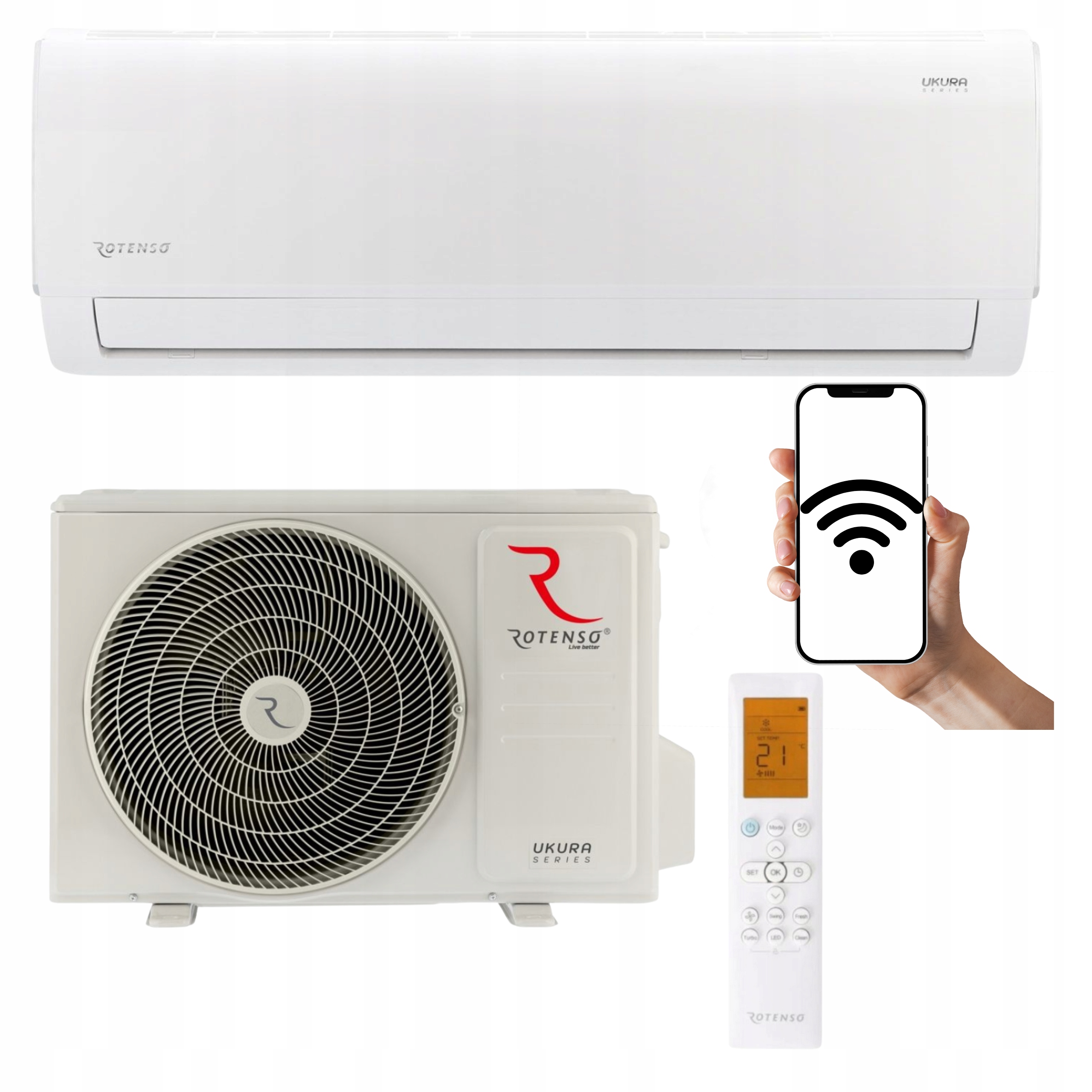 Nástěnný klimatizátor Rotenso Ukura 3,5 kW 40 m2 Wifi Domácí Klimatizace