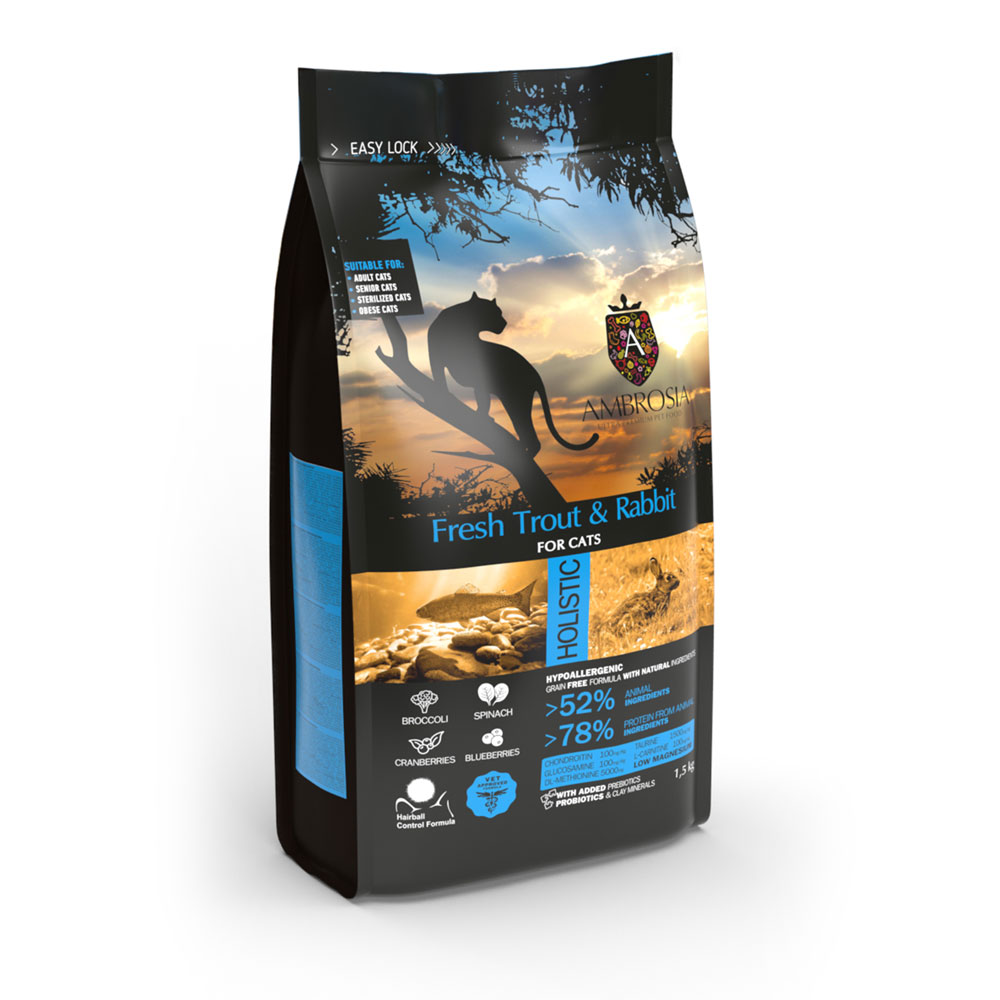 Krmivo pro kočky Ambrosia čerstvý pstruh králík 1.5 kg