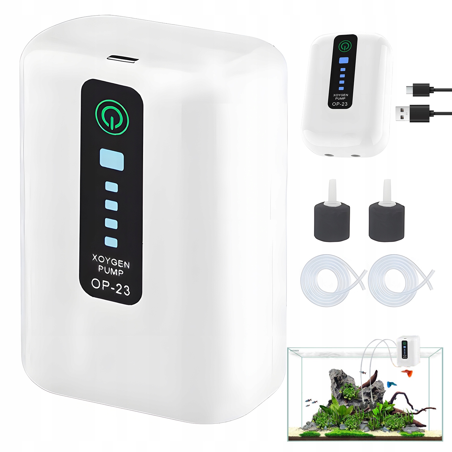 Levně Provzdušňovač Pro Akvárium Komplet Tichý 2x1.5L/min 2W