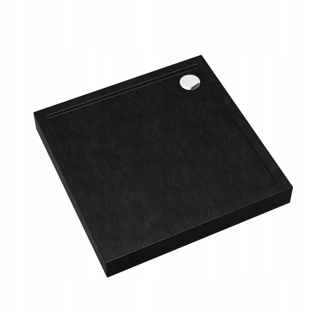 Čtvercová sprchová vanička Cameron Black Stone 90 x 90 cm, akryl, Stabilsound Plus