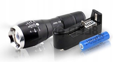 Led svítilna 2000 lm, 6 režimů provozu, zoom nabíječka