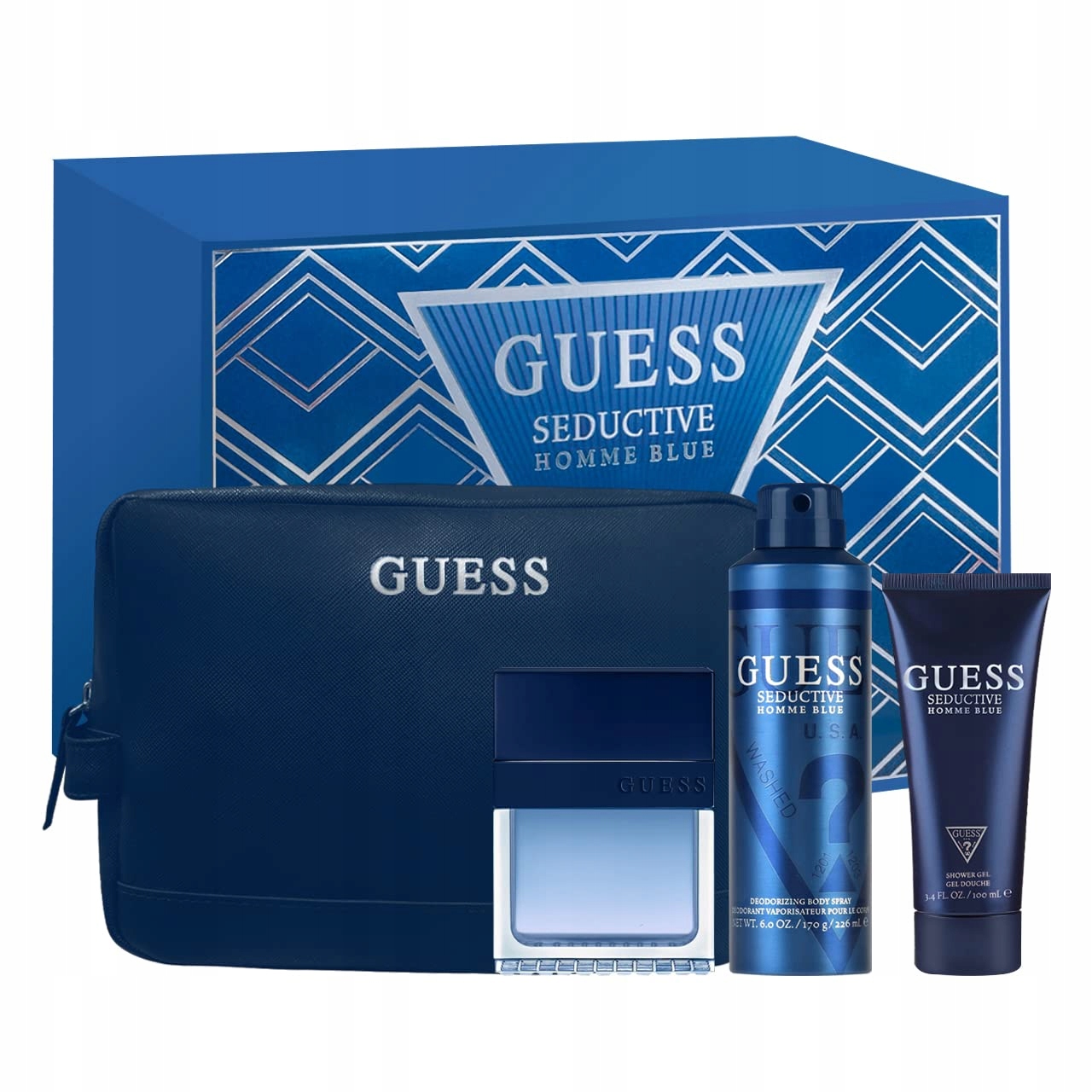 GUESS ZESTAW PERFUM KOSMETYCZKA ŻEL DEZODORANT 4w1