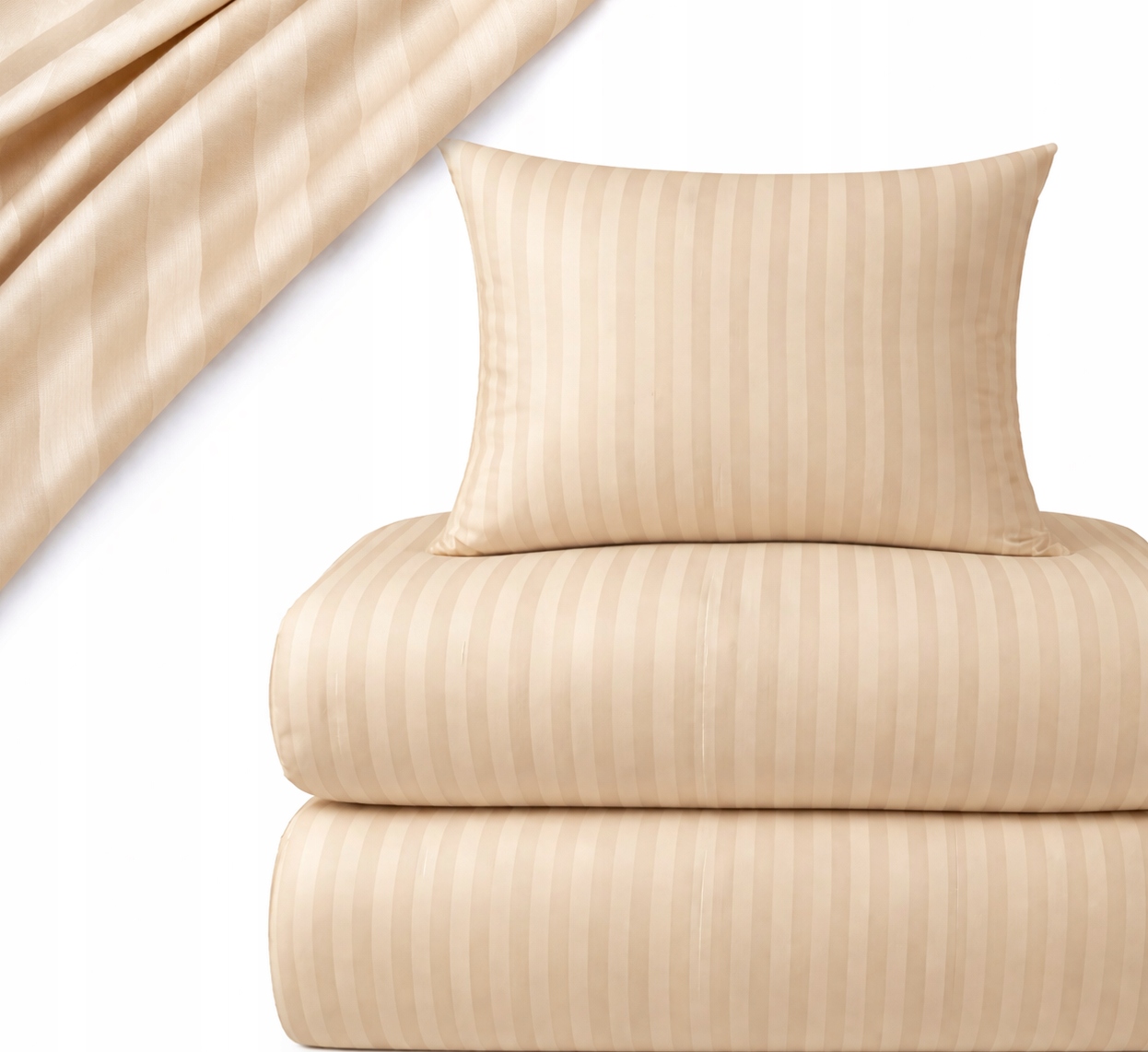 Sada Povlečení 220x200 Satén Premium Elegance Hotelová Damašek Béžová