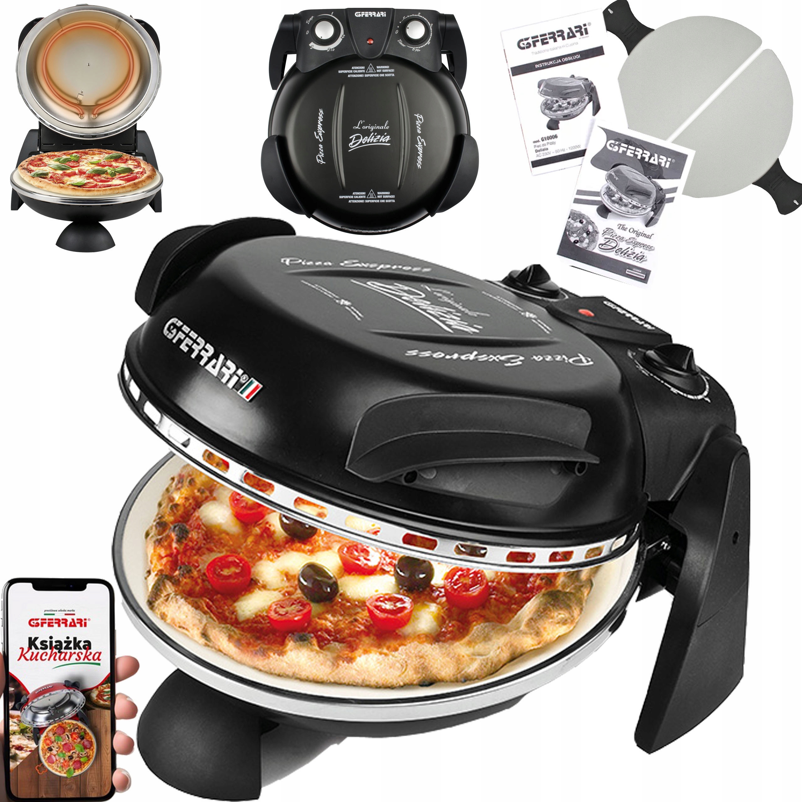 Domowy Piec Do Wypieku Pizzy Kamień G3FERRARI G10006 400°C Przepisy Ebook