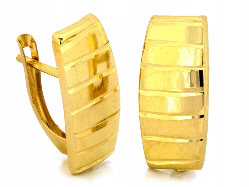 Náušnice zlaté 585 s anglickým zapínáním na plech, klasika, elegance 14kt