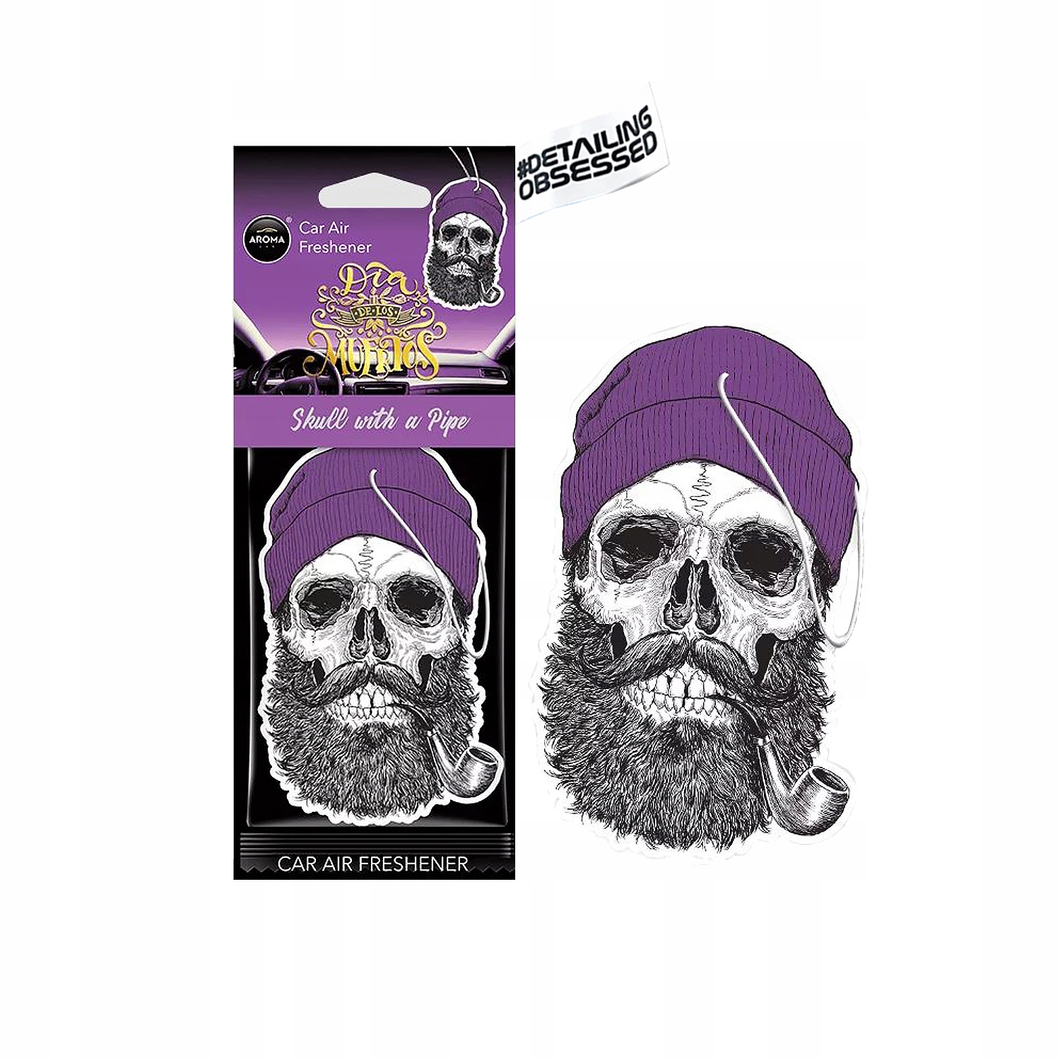 Aroma Skull With A Pipe Dia De Los Muertos Celuloza zawieszka zapachowa