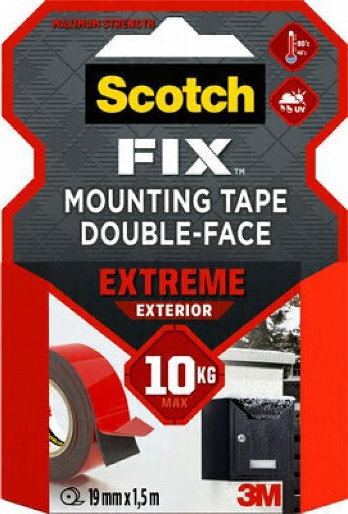Obojstranná lepiaca páska Scotch 20 mm x 1,5 mm, Pevná montážna páska, extra