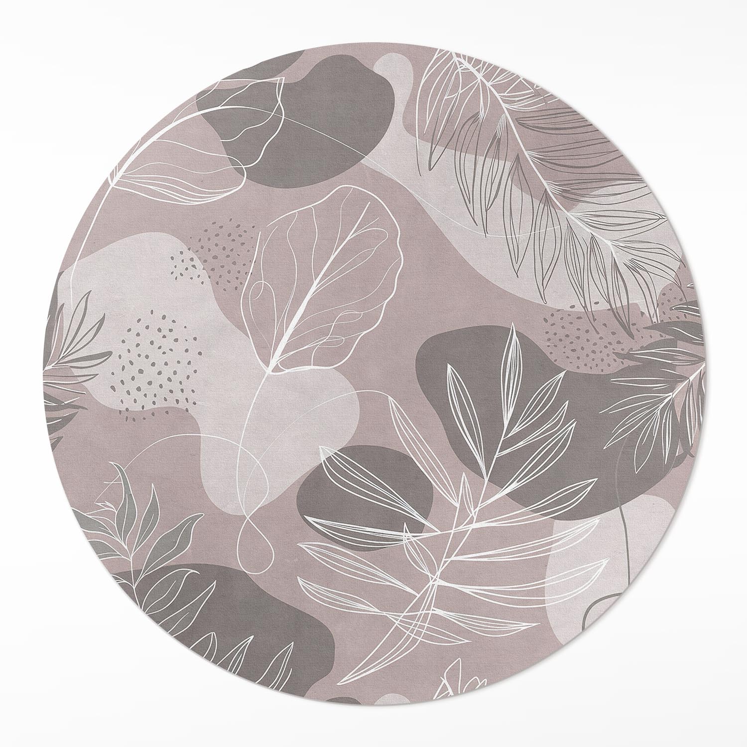 Okrúhly vinylový koberec do kancelárie Lineárne listy a zjednodušené škvrny boho ⌀ 100 cm
