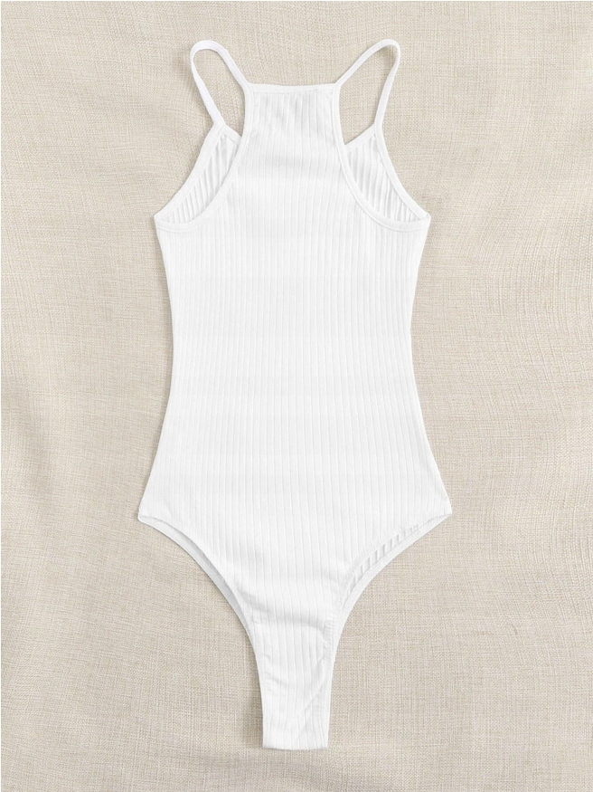 SHEIN BODY DAMSKIE BIAŁE DOPASOWANE BASIC 40 L EDA Dekolt okrągły