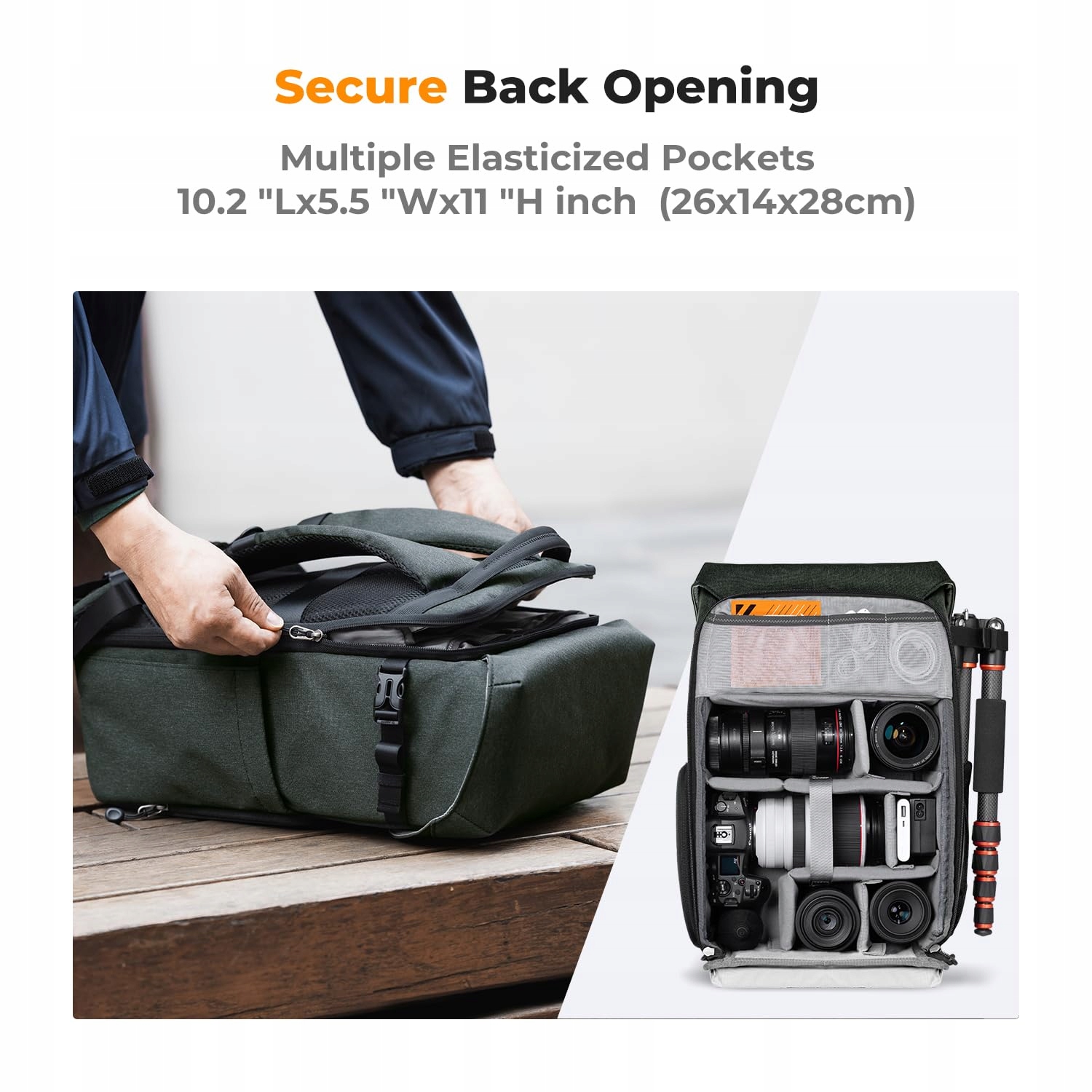 K&F CONCEPT Plecak Fotograficzny Rolltop Na Aparat I Laptop 15 Cali — miniatura 4