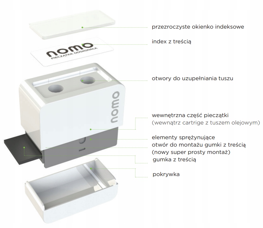 PIECZĄTKA firmowa NomoSQ5 44x44mm kwadrat +PROJEKT Liczba wersów powyżej 8 wersów
