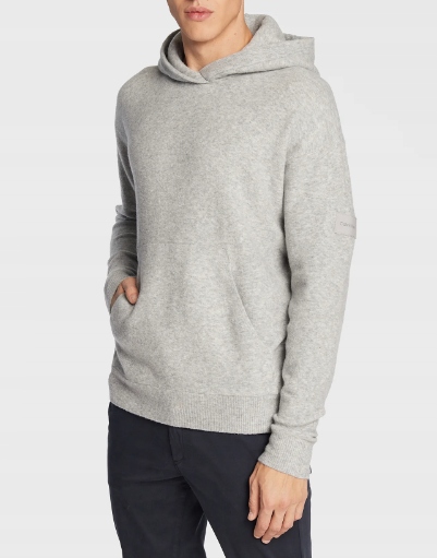 Calvin Klein Mikina Šedá S Kapucí z úpletu K10K110402 Regular Fit vel. M