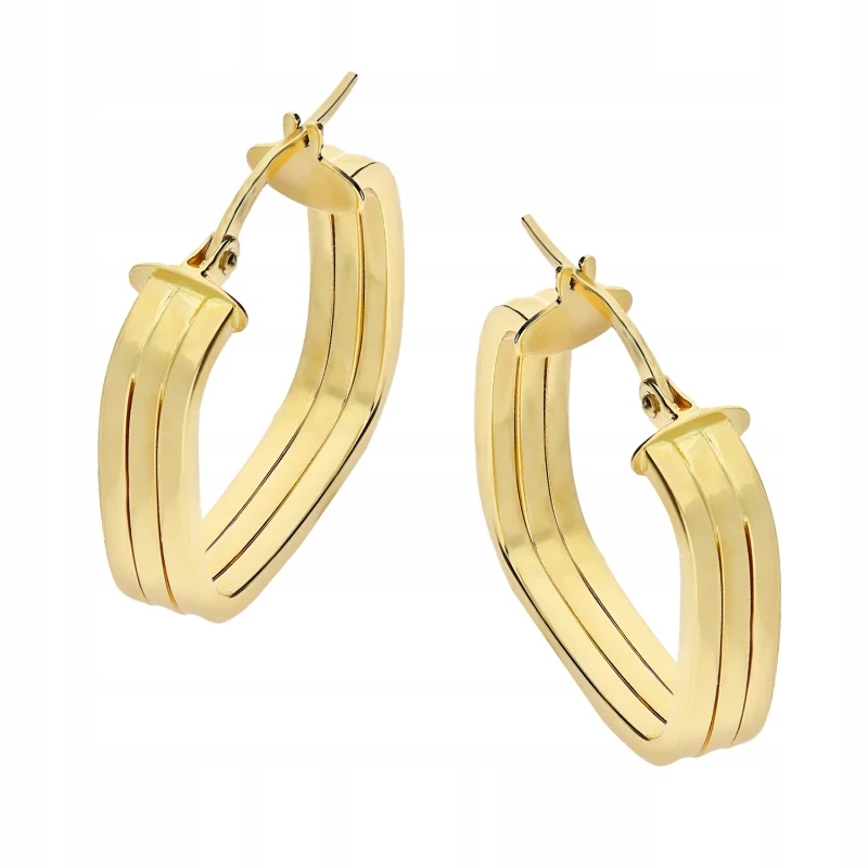 Zlaté náušnice 585, módní zdobené čtverce, jako dárek 3,02g