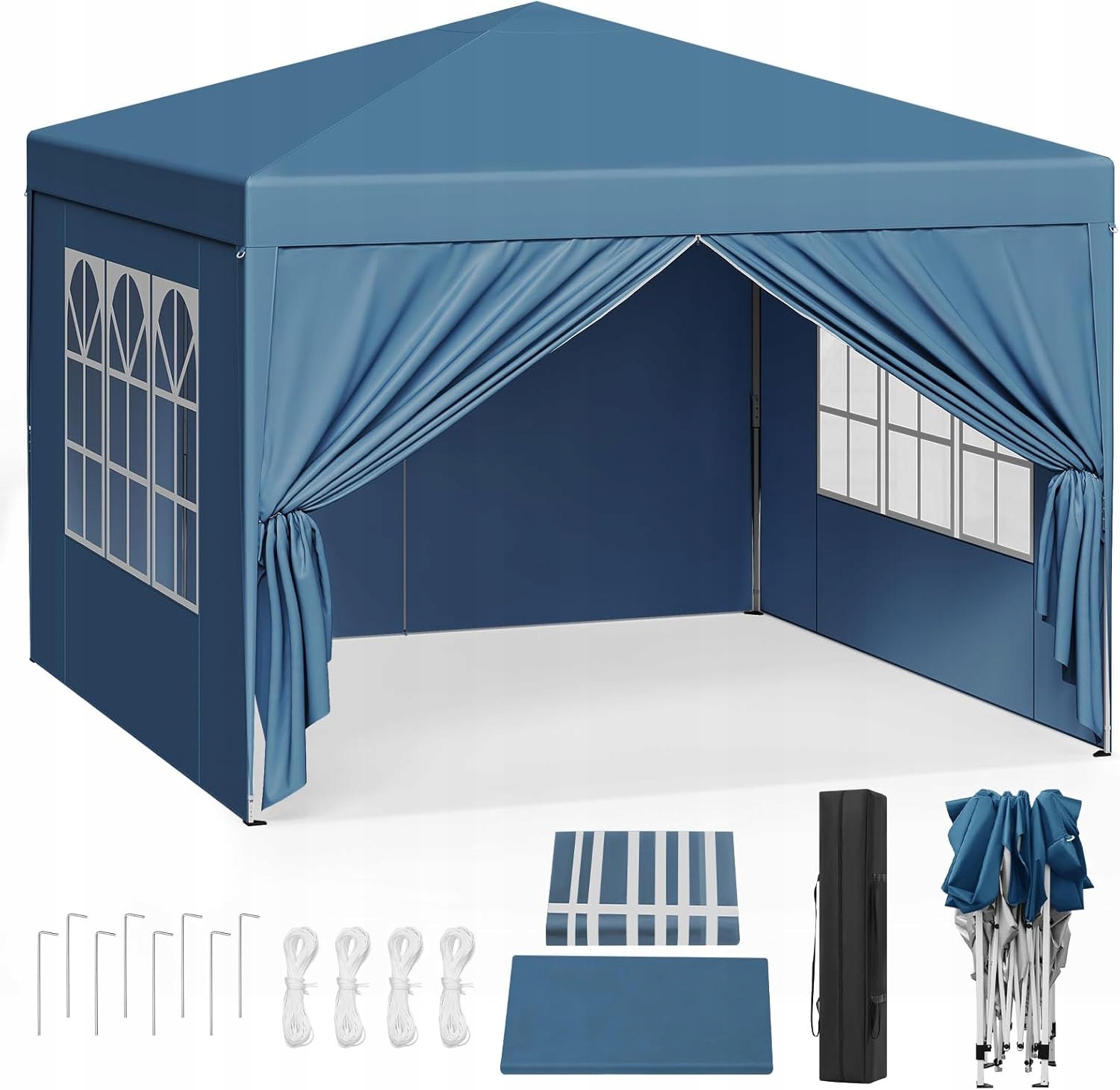 Woltu Záhradný Pavilón Uv Stan 50+ Pop Up Pe Blue 3 X 3 X 2,5 M Kemping