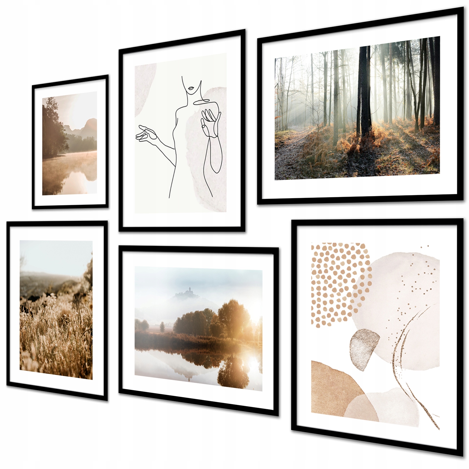 

Zestaw Obrazy Plakaty w ramie Las Natura Boho Brąz