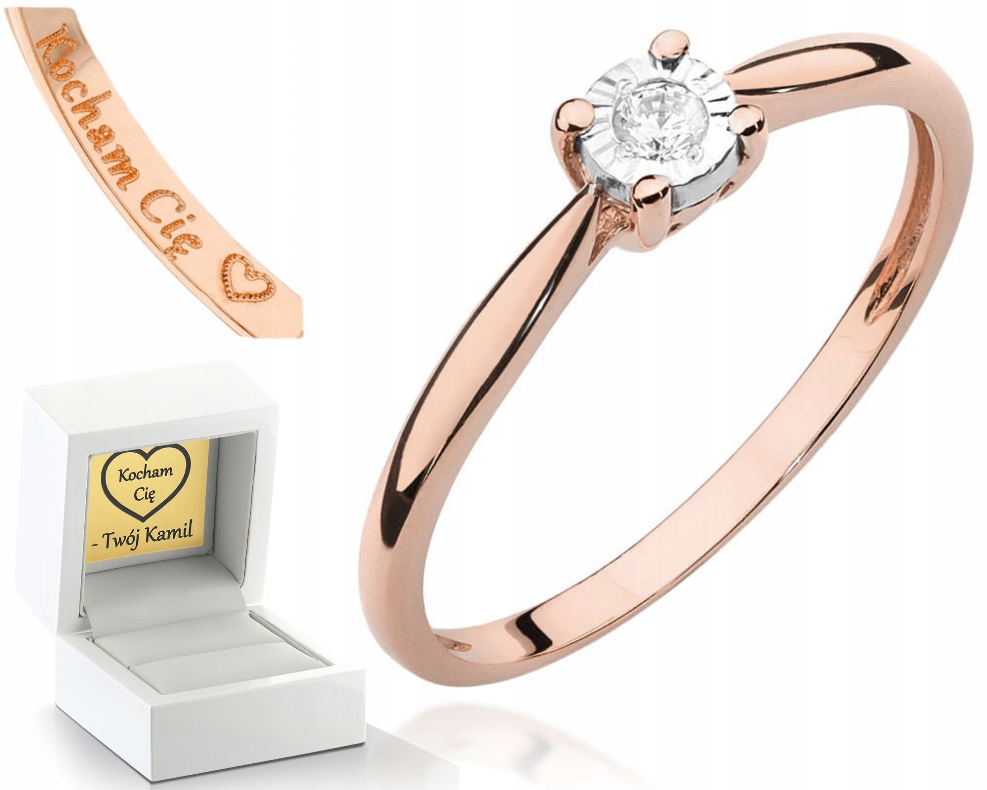 Prstýnek S Briliantem 0,08CT 585 Růžové Zlato, Zlato