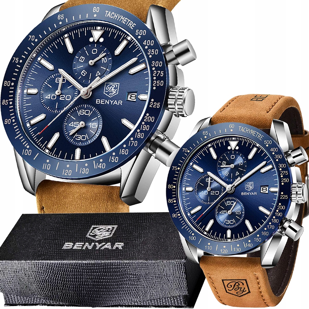 

Zegarek Męski Klasyczny Benyar Chronograf +pudełko