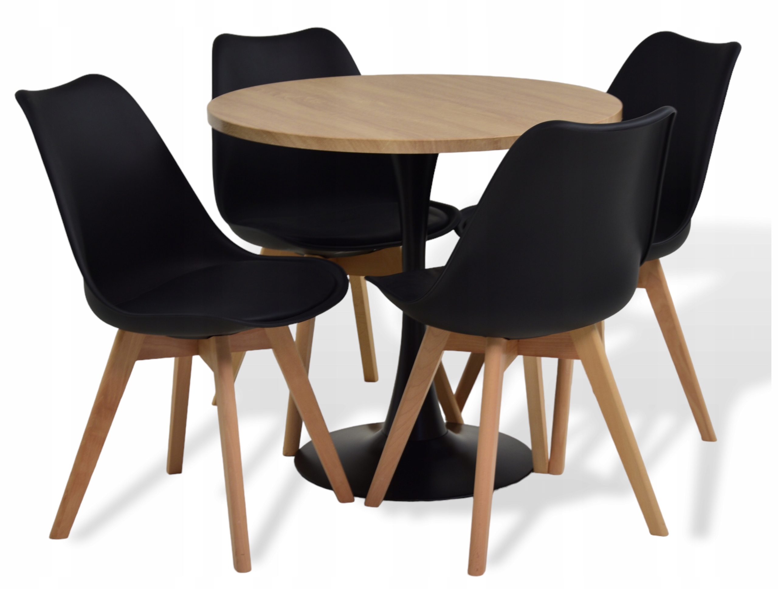 

Komplet Stół 80 cm okrągły 4 krzesła skandynawskie