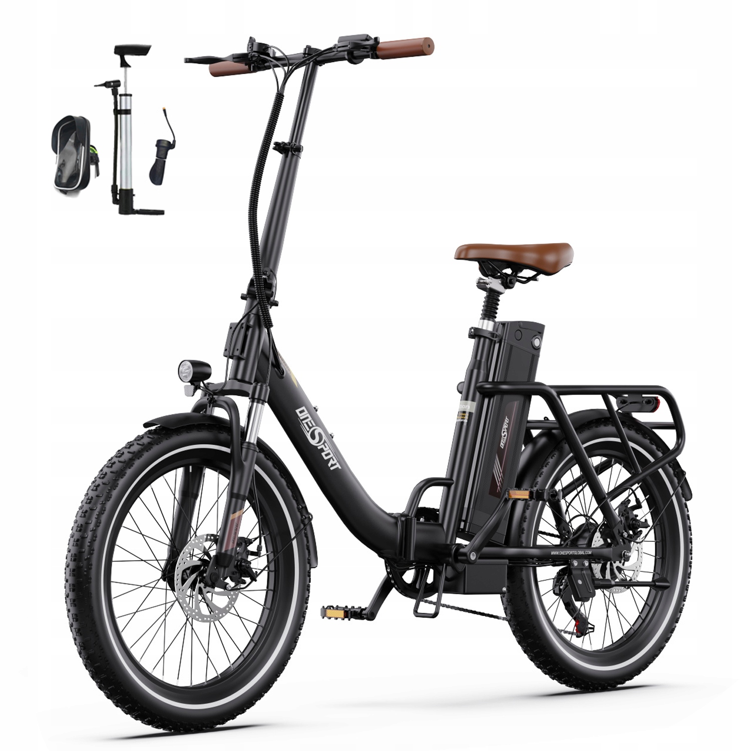 Rower Elektryczny Składany Onesport OT16-2 48V 17AH 250W 20*3.0 120KM Aplikacja