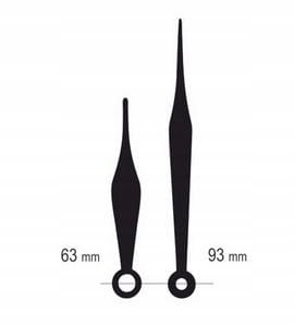 

Komplet wskazówek: h: 66mm, m: 95mm mechanizm Y