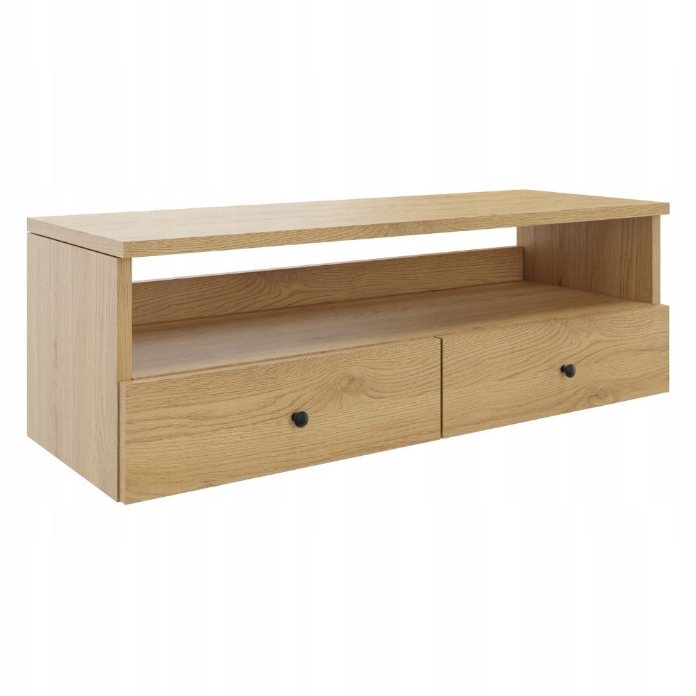 Konzolový Stolek, komoda, závěsná Rtv skříňka s úchytem, solární dub, šířka 80 cm