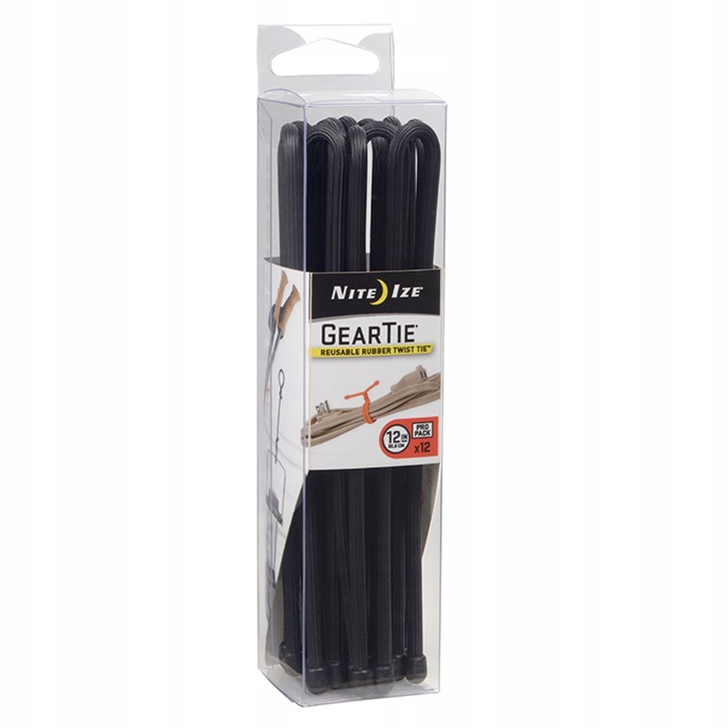 Nite Ize Zestaw linek Gear Tie Original 12" gumowy czarny 12 sztuk