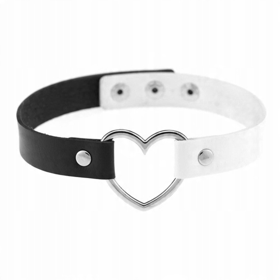 

choker Serce czarna biała obroża naszyjnik grunge