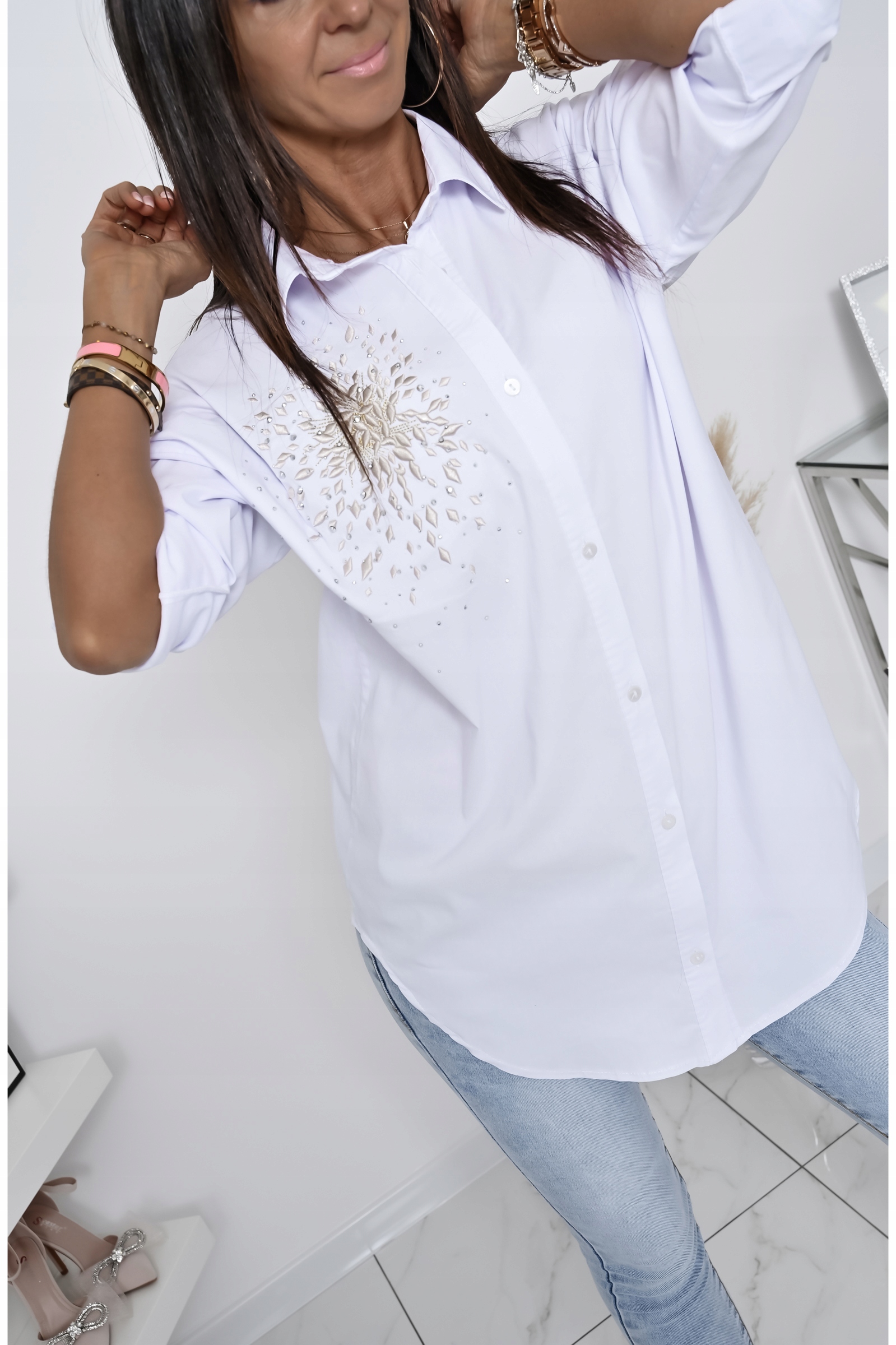 ŚLICZNIE ZDOBIONA KOSZULA OVERSIZE ELIT! WZ.1 XXL Wzór dominujący bez wzoru