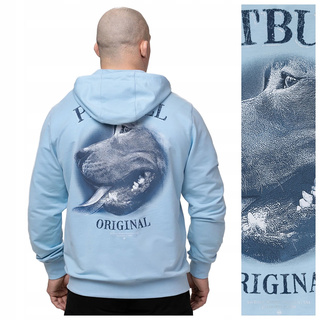 Pánská rozepínací mikina s kapucí velký pes Pit Bull „midnight“ modrá M