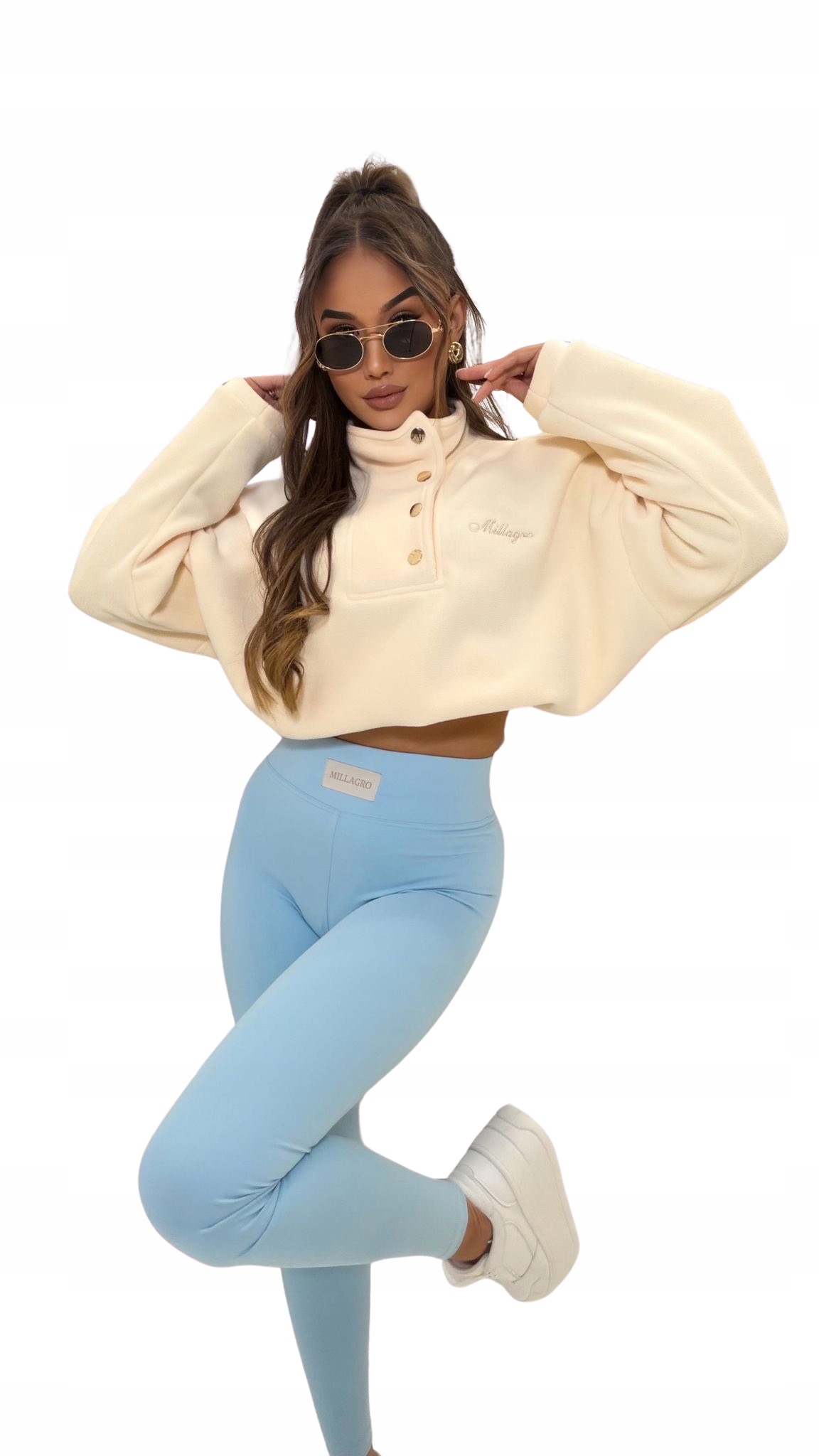 Dámské modelovací krycí legíny Millagro Bella s nášivkou modré