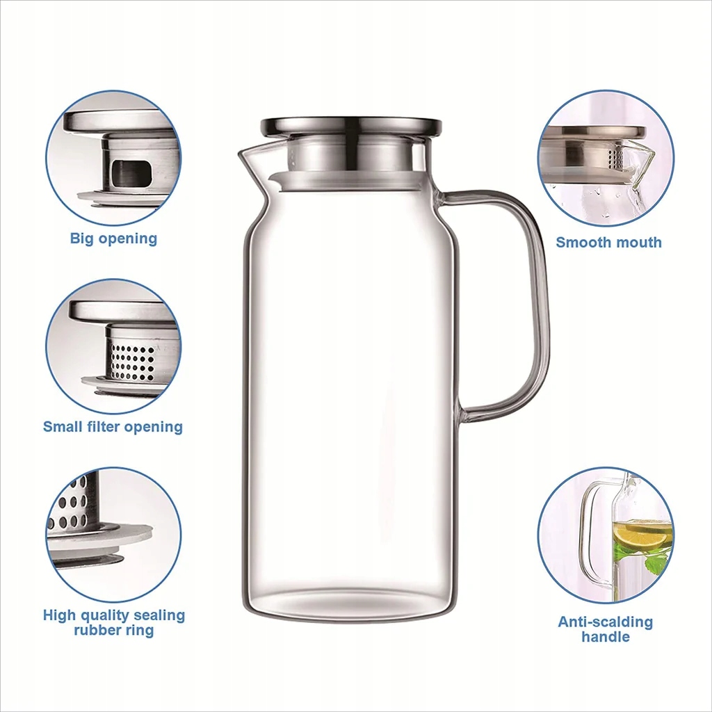 DZBANEK SZKLANY Z POKRYWKĄ METALOWĄ 1,8l x RM Marka inna