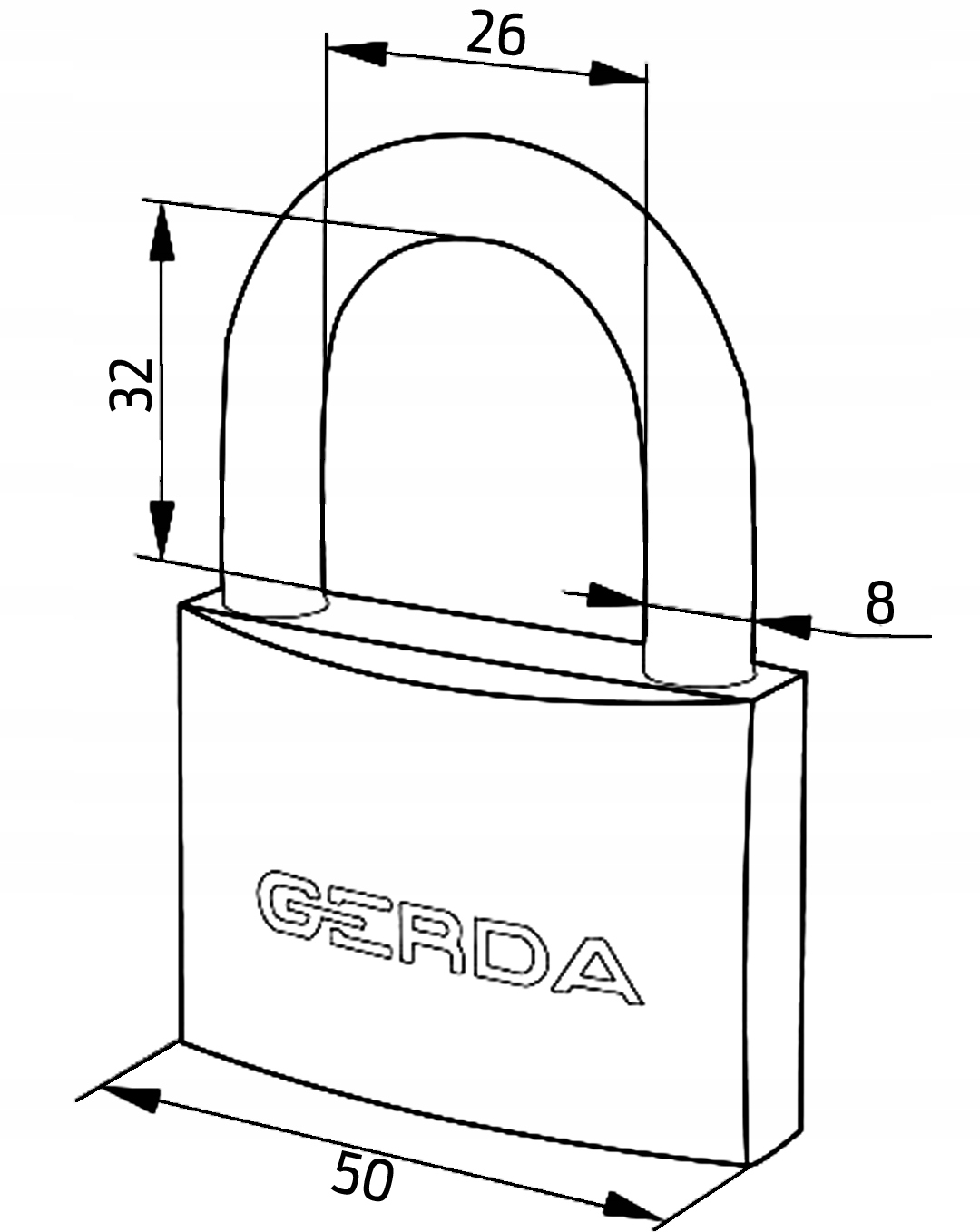 

Kłódka żeliwna pałąkowa Kzz 50mm Gerda 3 klucze