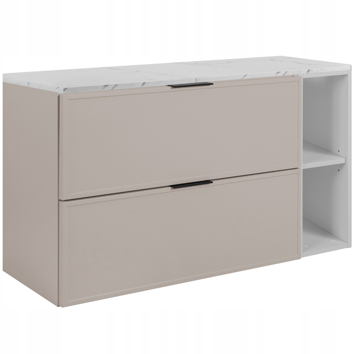 Koupelnová skříňka Závěsná sada Regál Kašmír Bílý 100 Rámeček Mramorová deska