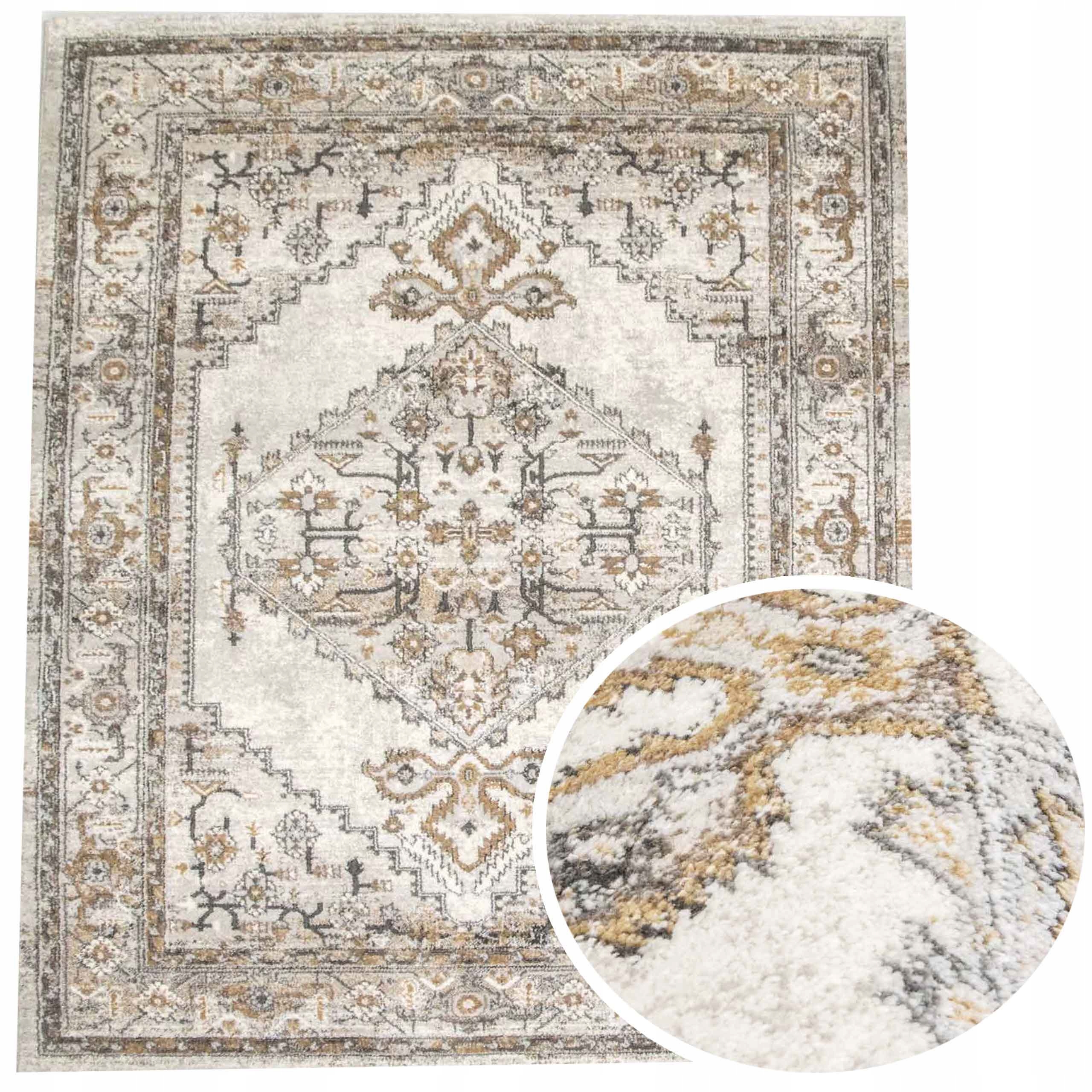 

Dywan Pers Postarzany Vintage Modny 160x220 Złoty