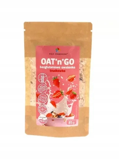 Levně 5 x Ovesná Kaše Jahodová bezlepková Oat'ngo Pięć Przemian, 85 g