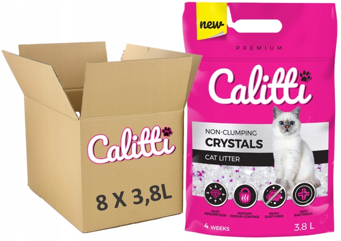 Żwirek Dla Kota Calitti 8 X 3,8L Silikonowy