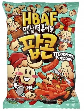 Levně 5 x Popcorn, korejská svačinka s příchutí knedlíků v omáčce Ttekbokki 80 g Hbaf