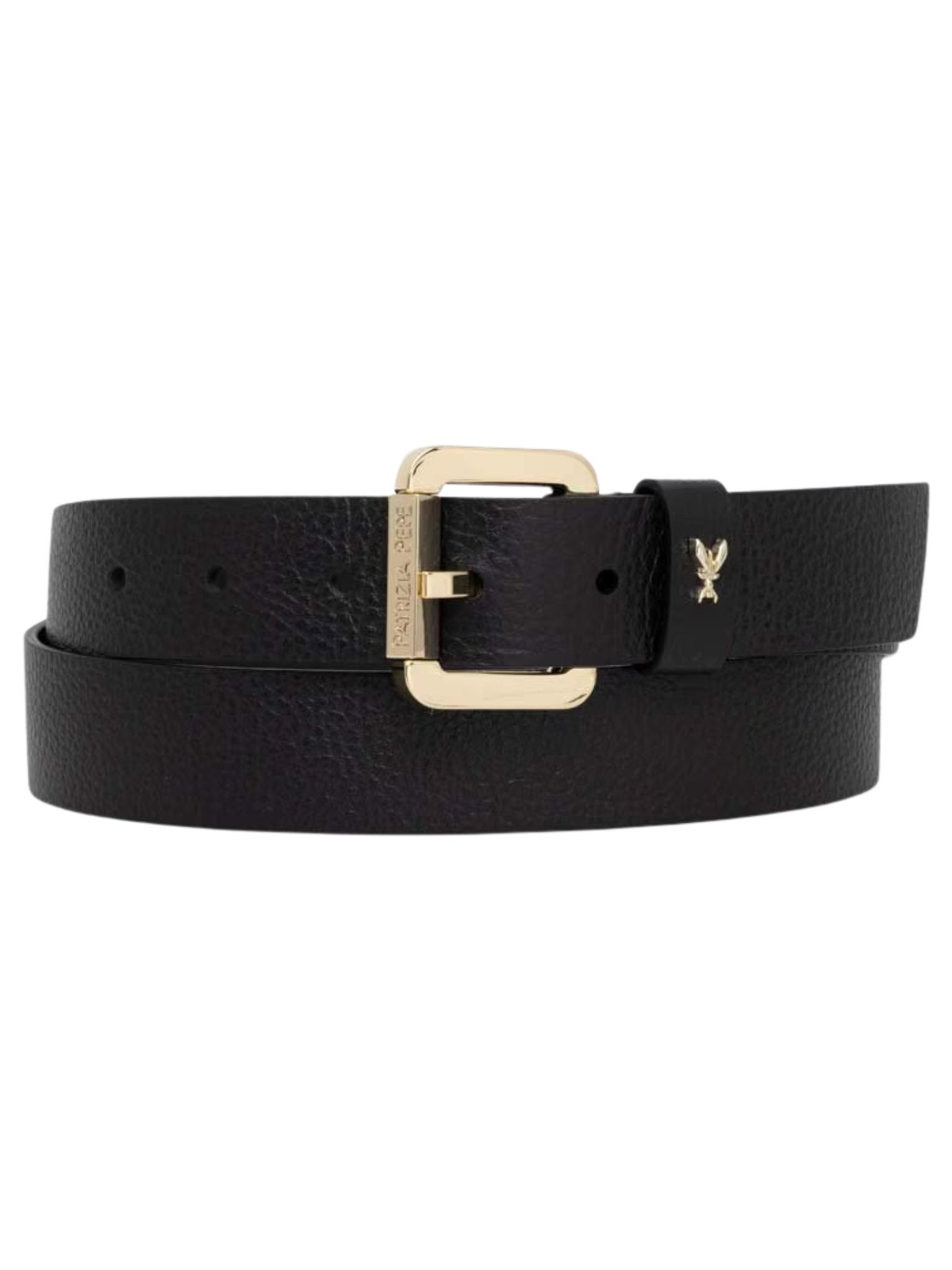 Pásek dámský kožený Patrizia Pepe CW8684 L001 černý zlatý Belt: Xs
