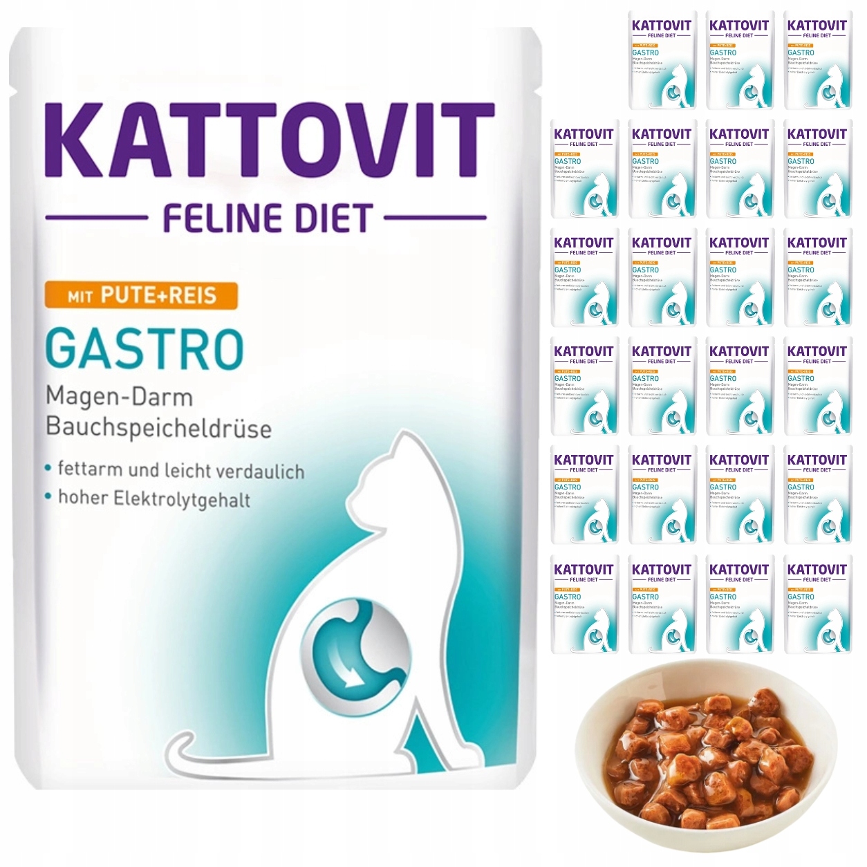 Kattovit Gastro mokra karma dietetyczna dla kota indyk ryż saszetka 24x85 g