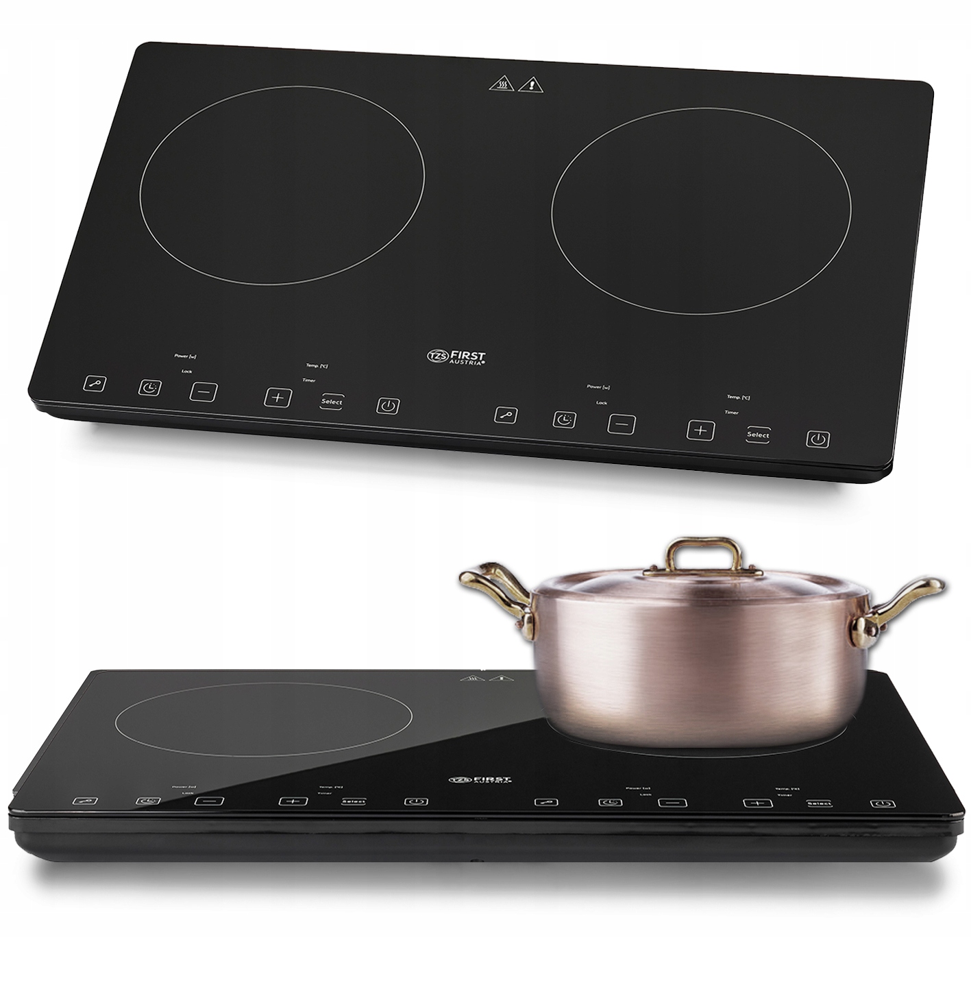 Kuchenka indukcyjna przenośna dwupalnikowa 3500w szkło timer led czarna