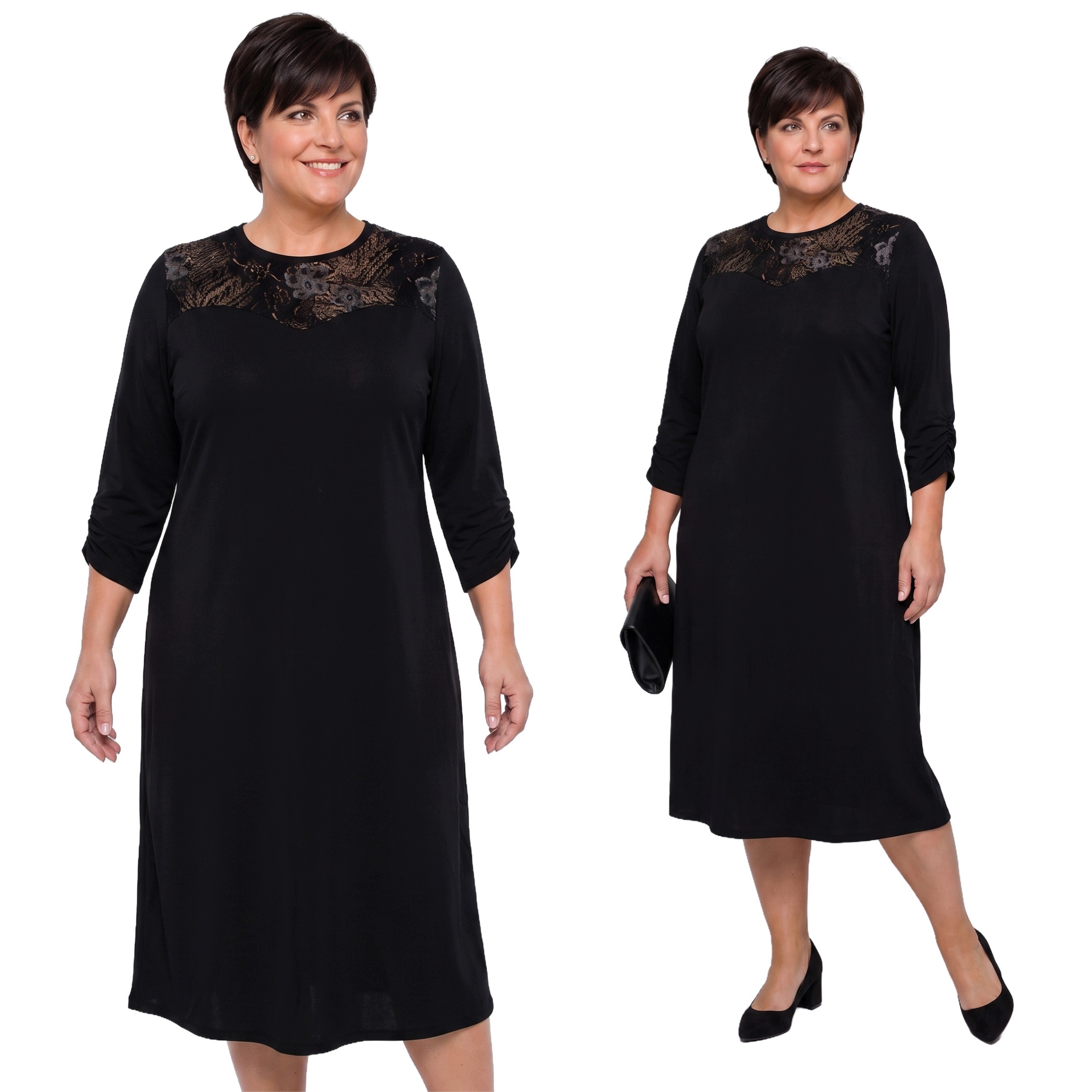 Černá šaty s výstřihem plus size velikost 56/58