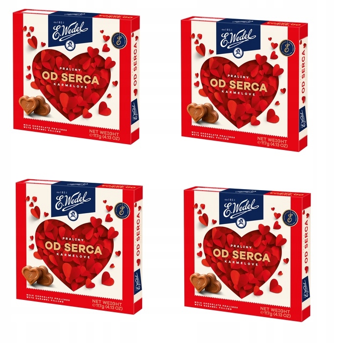 Levně 4 x 117 g Wedel Pralinky od srdce čokoládové