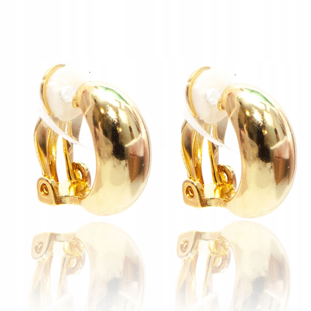 Stříbrné pozlacené náušnice s tradičními půlkruhovými klipy, konvexní stříbro 925