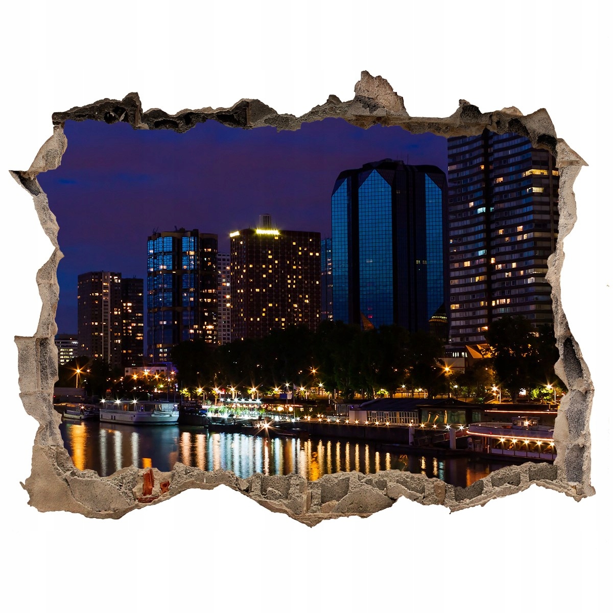 

Fototapeta dziura na ścianę 3d Paryż nocą 120x81