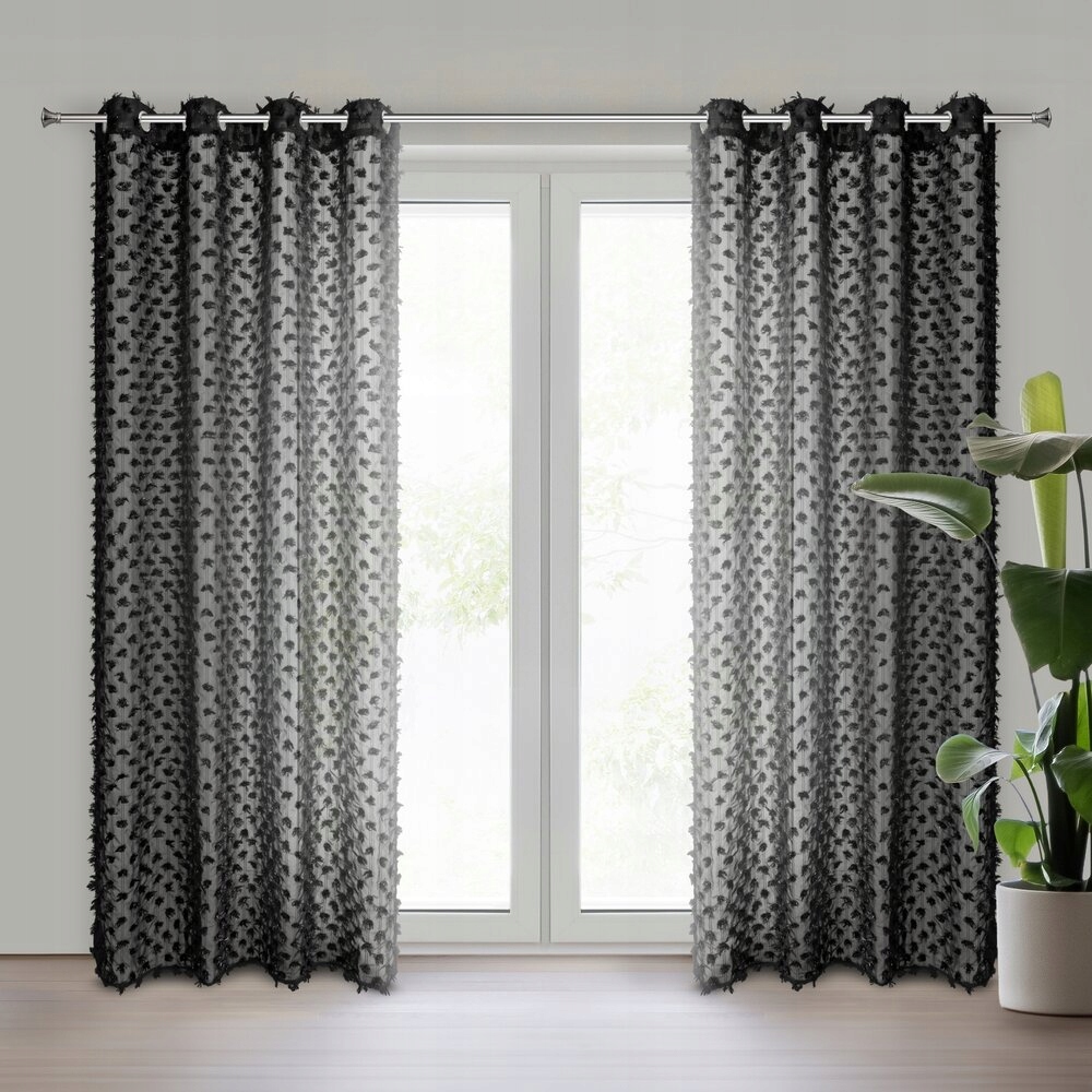 Hotový závěs na průchodkách Aurelia 135x250 Eva Minge černá bambule