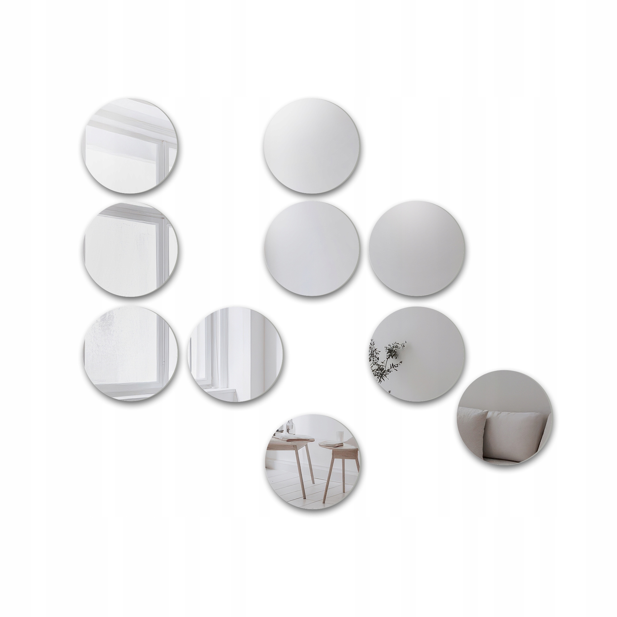 Sada kulatých broušených zrcadel 10 kusů – Fiten Fi 25 cm moderní